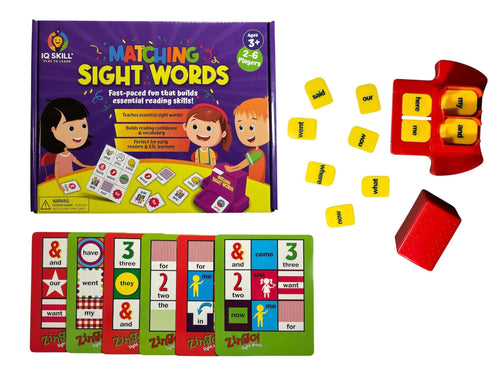 Sight words matching game for kids, an engaging learning activity with cards and tiles for early reading practice.