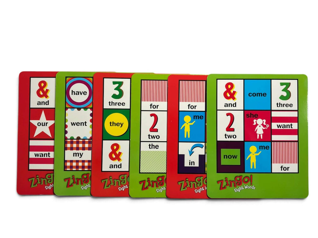 Sight words matching game for kids cards featuring colorful designs and common sight words for early reading practice.
